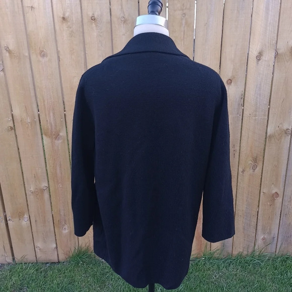 J. Crew G7746 Open-Front Sweater Jacket 100% Merino Wool Black Size Medium - Picture 3 of 9